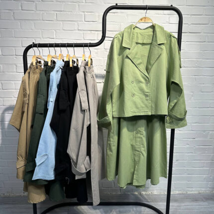 ست کت و دامن کتان نخ مای تین