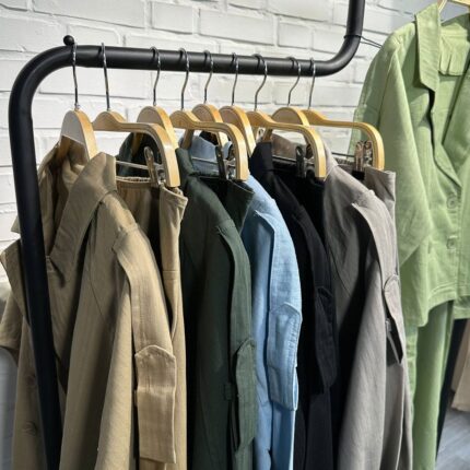 ست کت و دامن کتان نخ مای تین