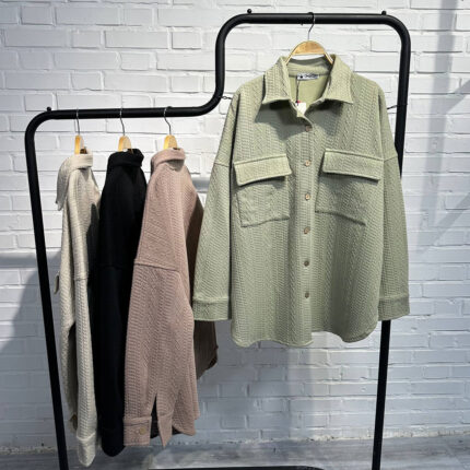 شومیز جیبدار فیتیله زنجیری پاییزه